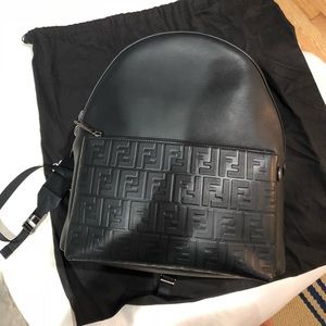 Fendi Black Leather Backpack
